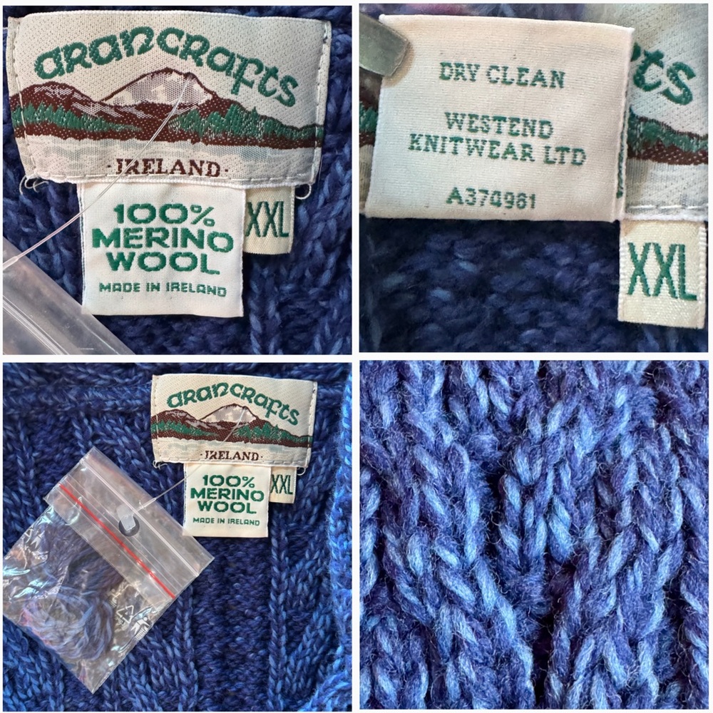 NWT Aran Crafts Blue Open-Front Merino Wool Sweater Cardigan (XXL 22W-24W) - Picture 8 of 17